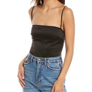 WeWoreWhat Black Satin Bodysuit